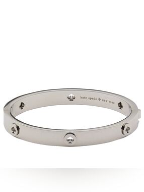 Kate Spade ♠️ Silvertone studded hinged bangle bracelet "Spot The Spade" NWT! ♠️